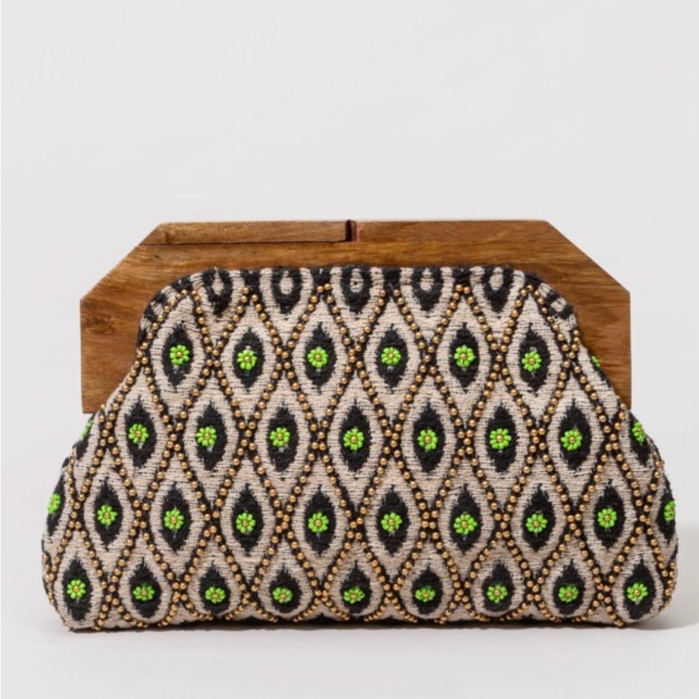 Francesca’s Joie Beaded Wooden Clutch